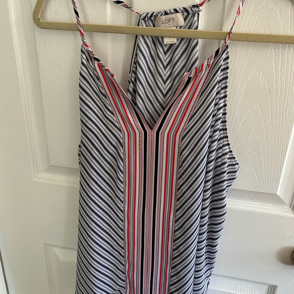 LOFT Striped Tank Top - Black, White, Red